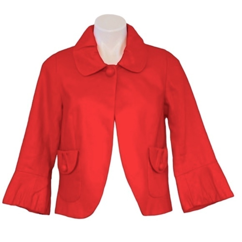 J. CREW Linen Orange One Button Bell Sleeve Jacket Size 4 - Picture 5 of 9